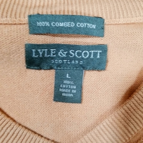 Lyle & Scott Scotland Men's Sweater Size L Brushed Cotton Knit Beige - Picture 3 of 4